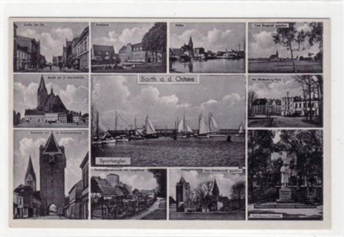 Barth Barth a. d. Ostsee mit Kreihaus, Straße der SA., Hafen,St. Marienkirche, Dammtor Stadtwallpromenade Fangelturm, Sportsegler, Gefallenen-Denkmal, ungelaufen Gute Erhaltung.
