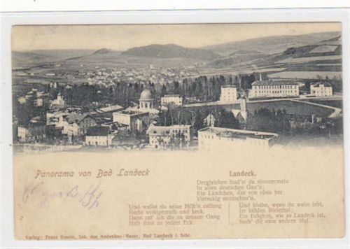 Bad Landeck Bad Landeck / Ladek-Zdrój - Kreis Habelschwerdt / Bystrzyca Klodzka. Panorama der Stadt gelaufen 1903. Leicht fleckig, sonst gut erhalten
