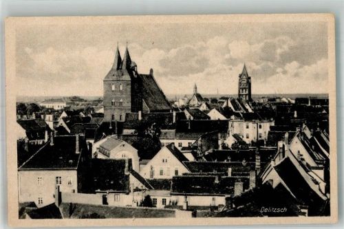 Delitzsch Panorama des Ortes mit Kirche St. Peter und Paul