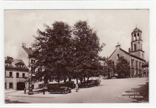 Auerbach Auerbach mit Altmarkt und Kirche gelaufen von 1935. Leichter Stempeldurchdruck, sonst gut erhalten