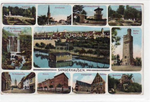 Sangerhausen mit verschiedenen Abbildungen. Feldpost, mit Stempel von 1916. Gute Erhaltung.
