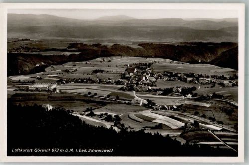 Görwihl 1938 Fliegeraufnahme des Ortes mit Kirche St. Martin