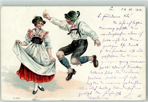 1900 Schuhplattler Trachten AK