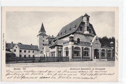 Berlin Wilmersdorf, Grunewald mit Restaurant Hundekehle. ungelaufen frühe Karte, da Anschriftseite noch ungeteilt. Gute Erhaltung.