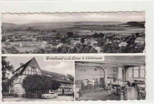 Friedland a.d. Leine Gasthaus Deichmann gelaufen Klebespuren Rückseite, leichter Schrift- und Stempeldurchdruck, sonst gut erhalten
