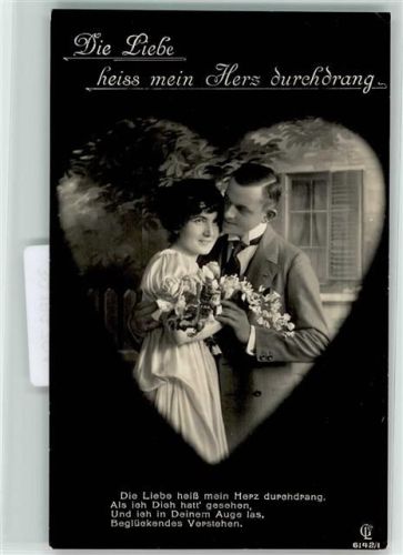 1919 Serie 6142-1 Poesie / Liebe Liebespaar Die Liebe heiss mein Herz durchdrang