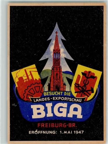 W7800 Freiburg im Breisgau BIGA Landes Exportschau + SST Gewerbeausstellung 1917 Sonderstempel