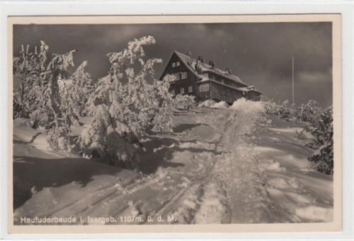 Heufuderbaude / Stóg Izerski - Kreis Löwenberg / Lwówek Slaski im Isergebirge. Baude im Winter gelaufen 1941. Gute Erhaltung.