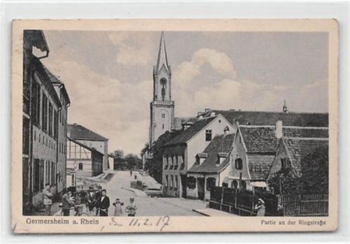 Germersheim am Rhein. Partie an der Ringstraße. Leichte Randmängel, kleiner Knick unten links, sonst gut erhalten