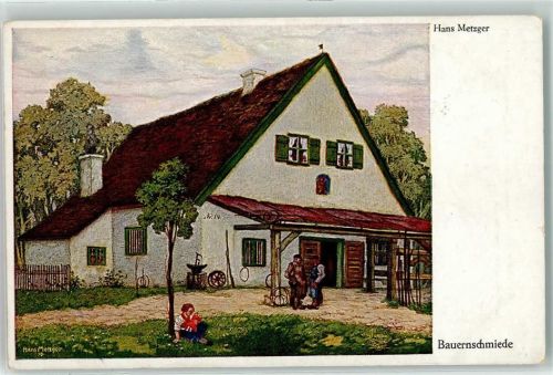 Bauernschmiede sign. Hans Metzger Primus Karte AK