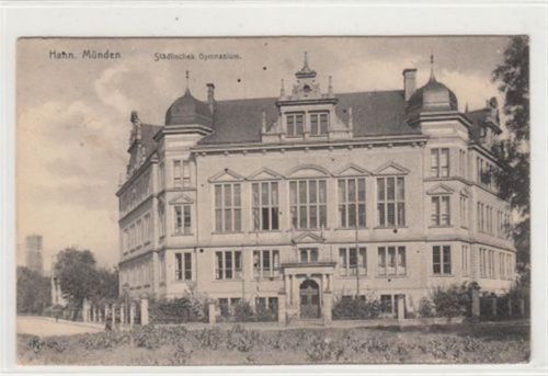 Hann Münden. städtische Gymnasium gelaufen, 1908. leichte Abschürfungen, sonst gut erhalten