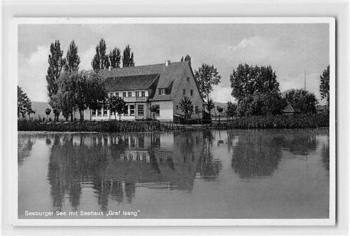 Seeburger See mit Seehaus Graf Isang gelaufen. Die Karte war in einem Album eingeklebt, daher Abrißspuren Rückseite, leichter Schrift- und Stempeldurchdruck, sonst gut erhalten