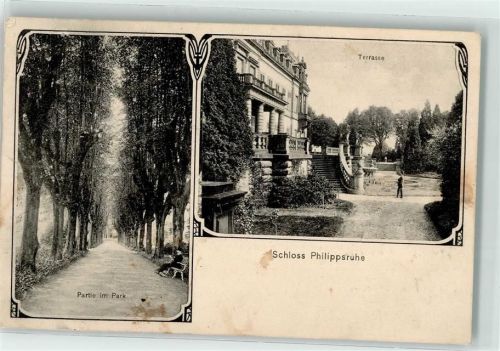 63450 W6450 Hanau 1907 - Schloß Philippsruhe Terrasse Park Waldallee