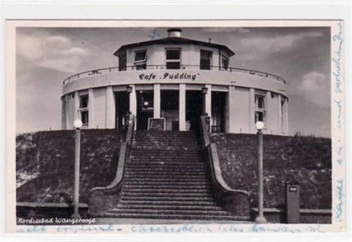 Wangerooge Wangerooge mit Café " Pudding " gelaufen, 1950. Leichter Schrift- und Stempeldurchdruck, sonst gut erhalten