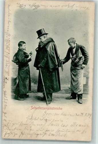 Schusterjungenstreiche Zigarre Zündhölzer AK Schuster 1899