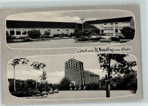 50389 W5047 Wesseling , Rheinl - Kirche Schule Ruhebänke