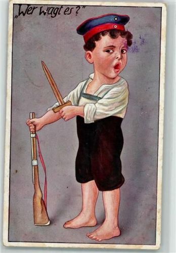 WK I Wer wagt es! Kind mit Gewehr AK