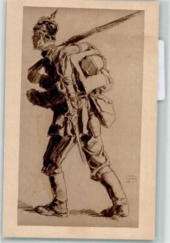 WK I Soldat in voller Ausrüstung sign Carl Marr
