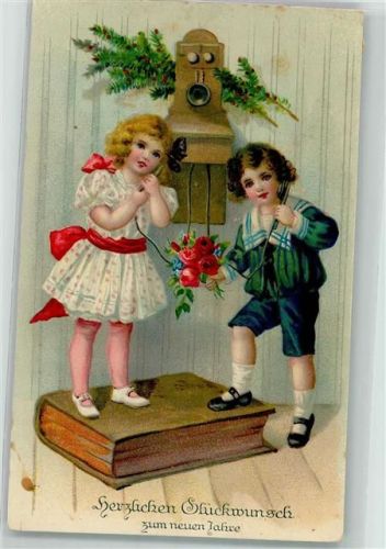 1912 Neujahr Kinder stehen auf einem Buch, Rosen, Matrosenanzug AK