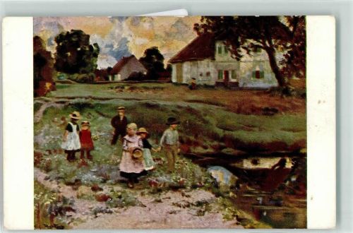 Serie XXIX , 5 sign. H. König , Kinder auf der Wiese