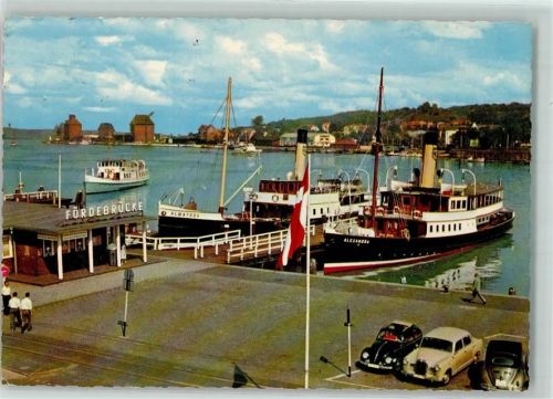 Flensburg 1965 Fördebrücke MS Alexandra und MS Albatros , VW Käfer