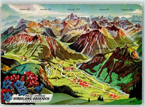 Hindelang Pass Straße Oberjoch Grenzübergang Tirol Blumen Bad Oberdorf sign.