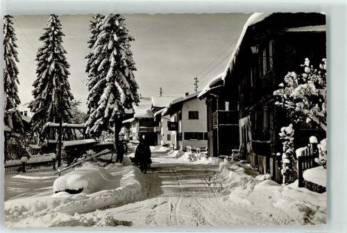 Mittelberg Dorfstraße Pferdeschlitten Winter