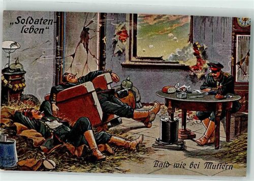 Verlag Gebr. Dietrich Serie 163/3 Soldatenleben Humor WK I Thiele, Arthur