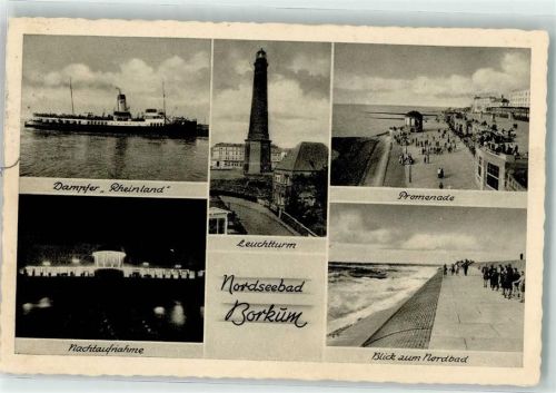 Borkum Dampfer Rheinland Leuchtturm Promenade Nachtaufnahme Nordbad