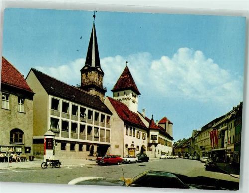 Marktredwitz Hauptstraße mit altem Rathaus Auto Motorrad