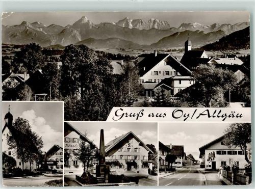 Oy Gasthaus Rössle Kirche Kriegerdenkmal Haus mit Lüftlmalerei