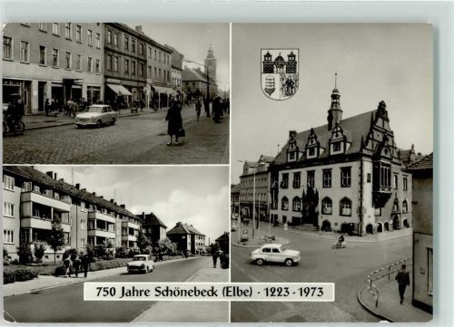 Schönebeck Salzer Straße Krausestraße Rathaus Auto Fahrrad Motorroller Schwalbe Wappen