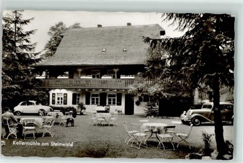 95700 W8591 Neusorg i Fichtelgeb - Gasthaus Kellermühle Gartenterrasse Hund Oldtimer