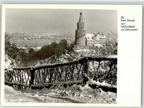 Weida Wünsche Weihnachtsfest Jahreswechsel Winter Schnee Burg Turm