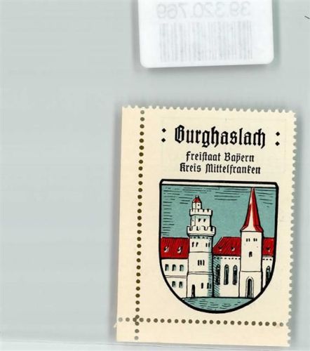 Burghaslach Wappen Kaffee Hag Nr. 13 ca. 1920-1940 Burg Kirche