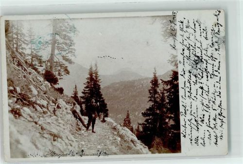 Kaufbeuren 1905 Ort lt. Stempel Berge Männer Wanderer
