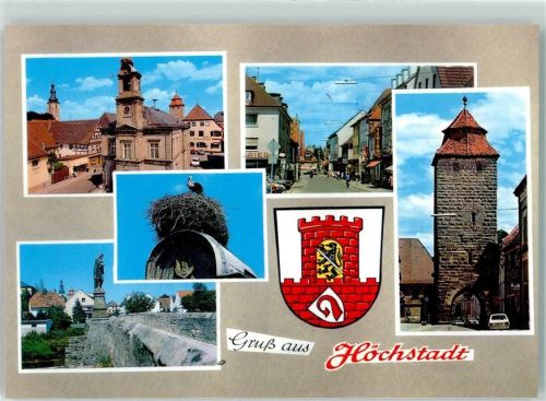 91315 W8552 Höchstadt a d Aisch - Stadtturm Storchennest Aischbrücke Brückenfigur Marktplatz
