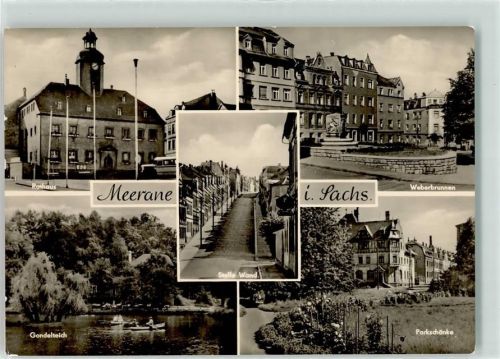 Meerane Rathaus Weberbrunnen Gondelteich Gasthaus Parkschänke