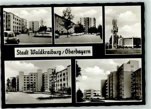 84478 W8264 Waldkraiburg Foto AK Industriesiedlung VW Käfer