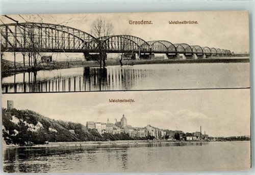Graudenz Grudziadz - Weichselbrücke Weichselseite Turm