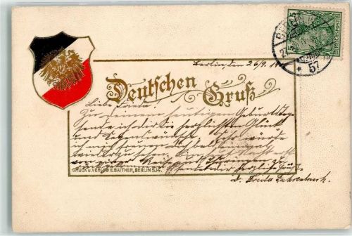 1900 Deutschen Gruss Wappen AK