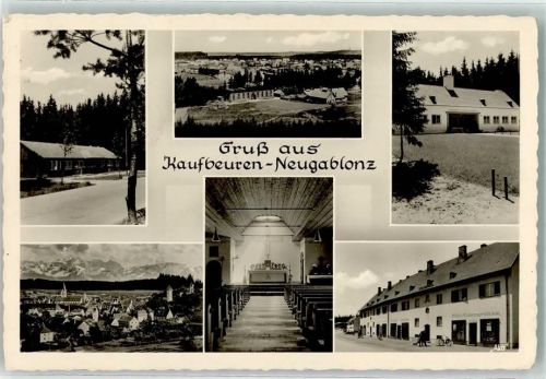 87600 W8950 Kaufbeuren-Neugablonz Foto AK Geschäft Molkereiprodukte Kirche Innen