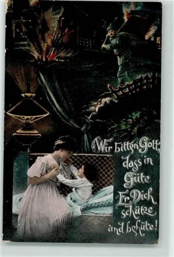 1916 Gebet Kind Mutter Soldat Gefecht Wir bitten Gott