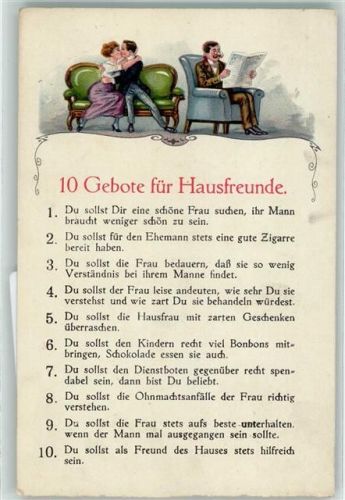 10 Gebote für Hausfreunde - Küsse , Zeitung lesen AK
