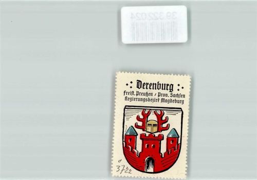 Derenburg Vignette Wappen Freist. Preußen Prov. Sachsen Regierungsbezirk. Magdeburg