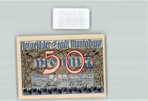 Montabaur 1920 Notgeld 50 Pfennig Stadt Montabaur Nr. 89940