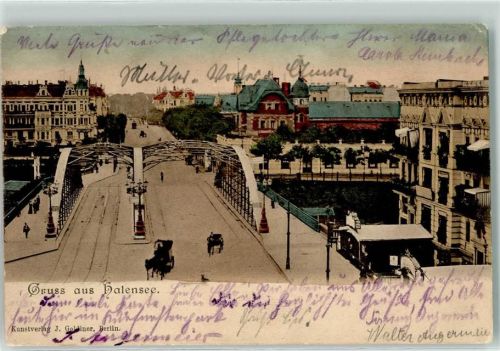 10115 W1000 Halensee 1904 - Gruss Brücke Kutsche Straßenbahn Laterne