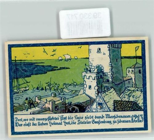 Stotel Notgeld 25 Pfennig Turm Schiff Segelboot Pferd Hermann Allmers