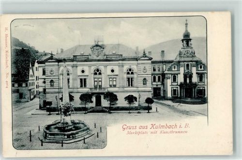 Kulmbach 1902 Marktplatz mit Kunstbrunnen