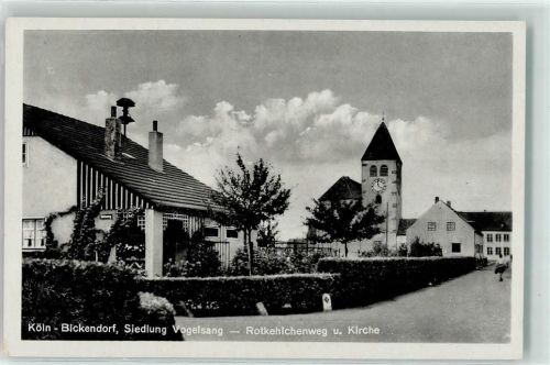 Köln Bickendorf 403 Siedlung Vogelsang Rotkehlchenweg u. Kirche